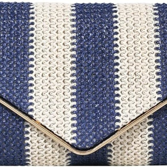 Straw Clutch Purse Women Woven Envelope Bag Summer Beach Crossbody Handbag - Picture 1 of 5